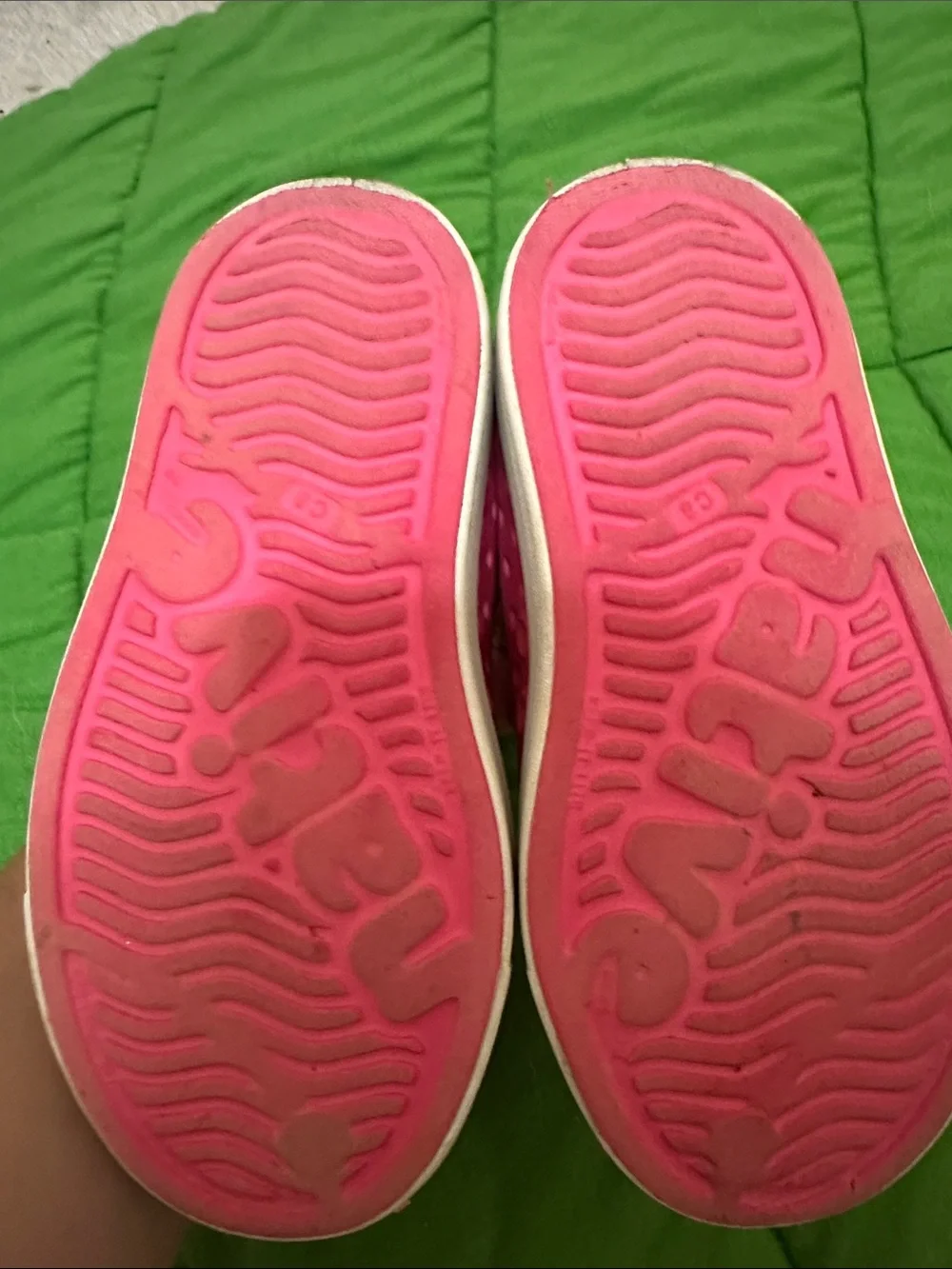 Native Kids Waterproof Slip-On Shoes in Hot Pink with White Toe